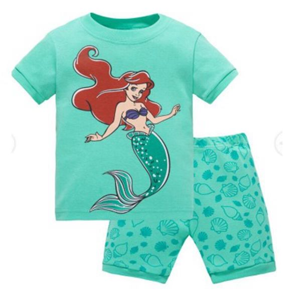 

retail summer kid pajamas children girl's pyjamas family clothing set baby printed sleepwear short sleeve tshirt+shorts suit