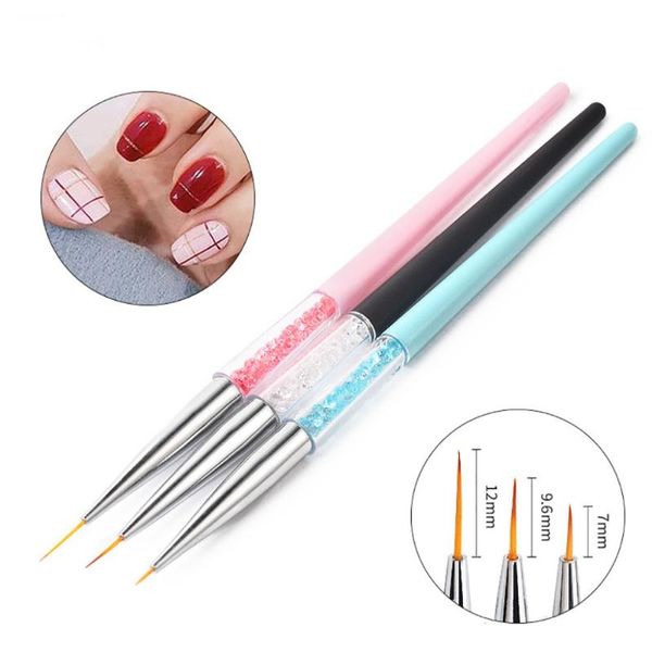 

3pcs nail art dotting manicure painting drawing polish brush pen tool decoration rhinestone crystal#g, Silver