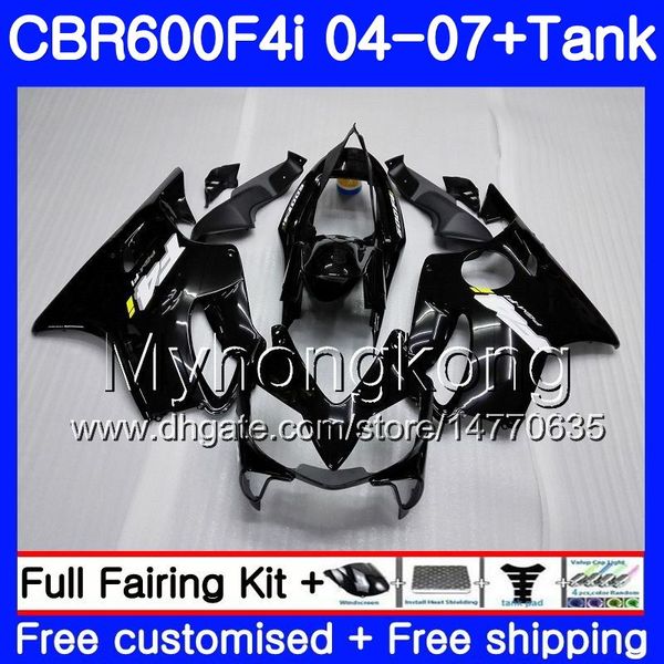 Corpo Para HONDA CBR 600F4i CBR600 FS CBR600F4i 04 05 06 07 281HM.1 CBR 600 F4i CBR600 F4i Glossy preto completo 2004 2005 2006 2007 Kit de carenagens