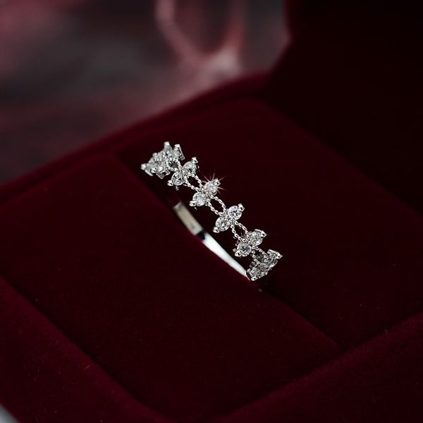 

luxury crystal small zircon stone ring korean female girl silver gold color wedding jewelry promise engagement rings for women, Slivery;golden