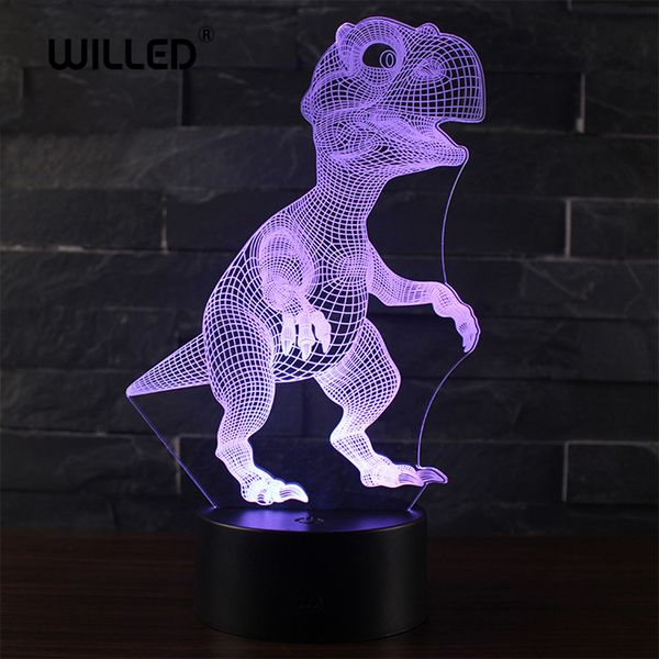 

3d night light led remote control color dinosaur usb charging small colorful touch creative gift children's bedside lamp