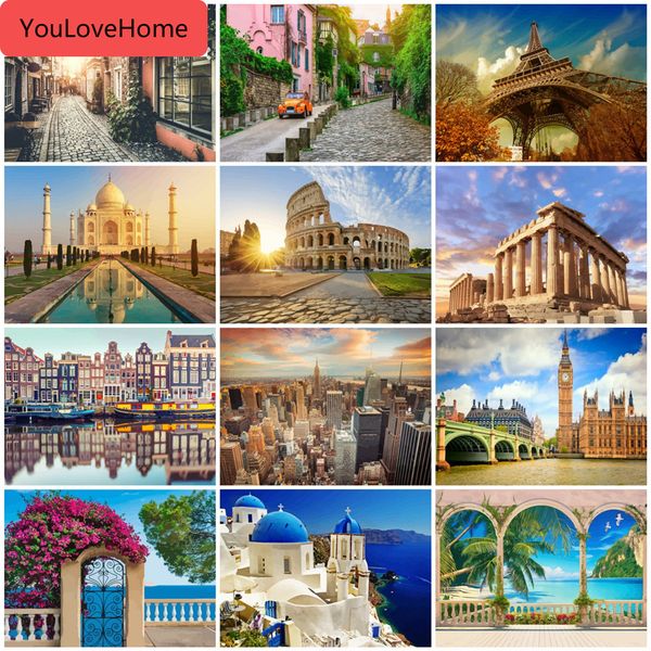 

городской пейзаж живопись по номерам рисунок на холсте ручная роспись арт картина наборы домашнего декора diy подарок