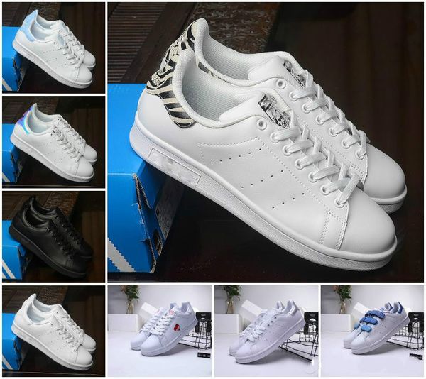 

women men new stan shoes white shoes fashion smith sneakers casual shoes leather sport classic flats 2019 size 36-45, Black