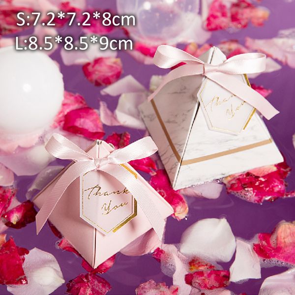 

50pcs europe style triangular pyramid marble pattern candy box wedding favors boxes chocolate box giveaways boxes party supplies