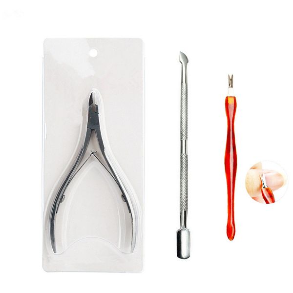 

3pcs/set nail art manicure tool nail polish tools cuticle nipper tool spoon pusher remover cutter clipper trimmer