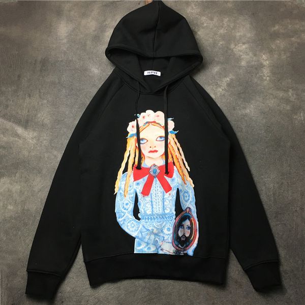 

givenchy men мужские дизайнерские толстовки givh14 новый модный бренд класса люкс мультфильм девушка печатных фланель шляпа гвардии, Black