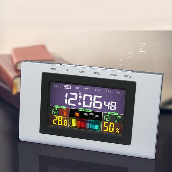 

digital color lcd display desk table alarm clock thermometer humidity meter