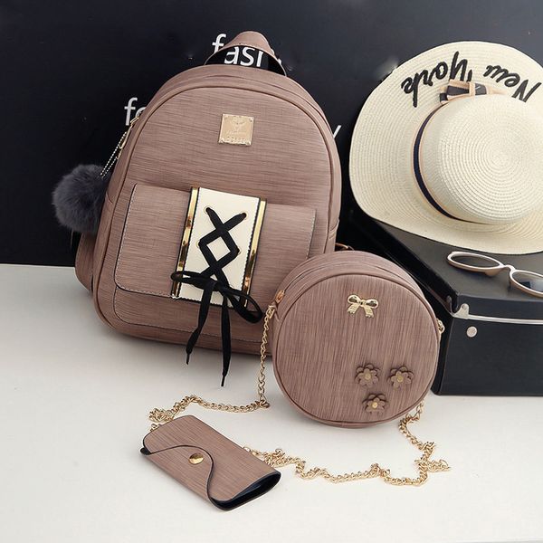 

backpack student school bag picture three-piece set backpack travel women's bag