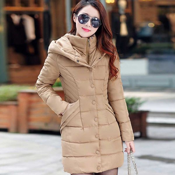 

long sleeve warm slim soft thickened hooded winter comfortable women coat solid casual with pockets windproof, Black