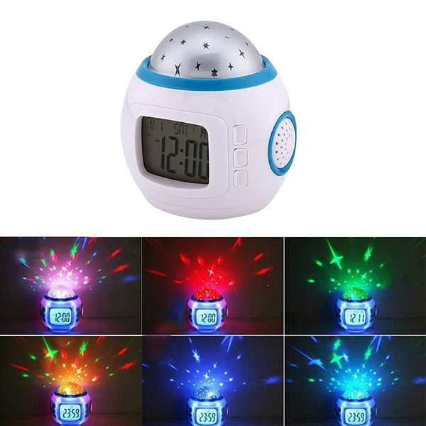 

kid's starry led night light bedroom digital music alarm clock calendar