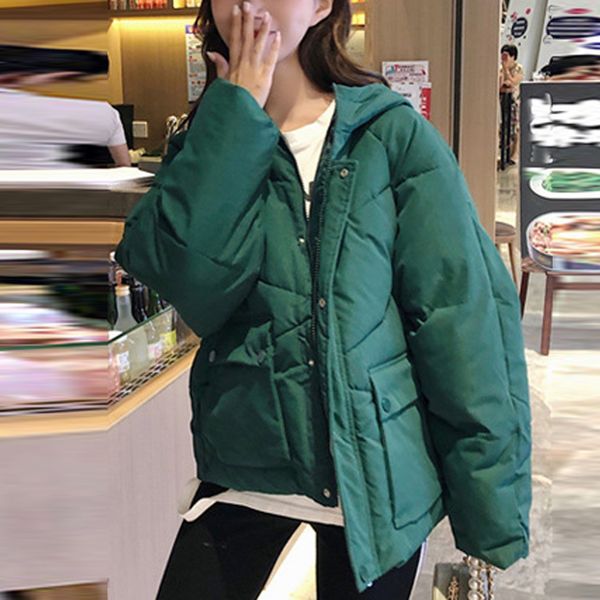 

fashion women coat casual loose hooded solid coat 2019 autumn winter warm ladies long sleeves pocket overcoat manteau femme, Black