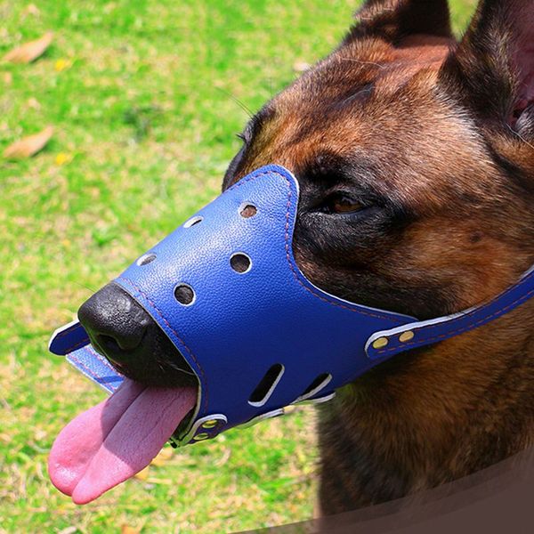 

xs-xl outdoor pet products adjustable leather dog muzzle anti bark bite chew dog training products for small medium large dogs