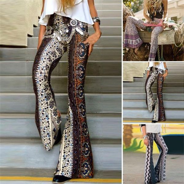 

print fashion style female clothing 2020 new designer casual apparel womens summer designer flare pants floral, Black;white