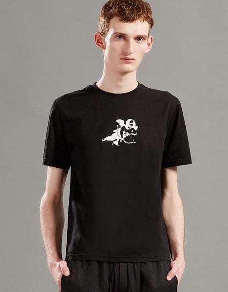 

men's fashion vitality love cupid angle pattern men's black cotton short sleeve t-shirt, White;black