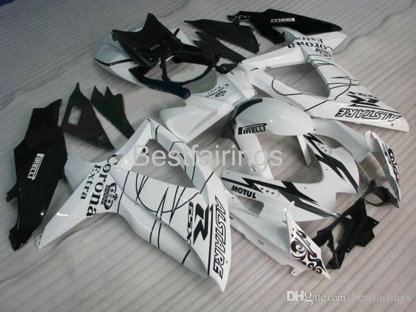 Heißer Verkauf OEM-Verkleidungssatz für Suzuki GSXR600 GSXR750 2008 2009 2010 schwarz weiße Verkleidungen GSXR 600 750 08 09 10 Spritzguss FF56