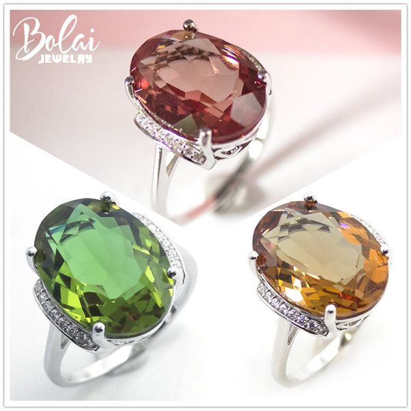 

bolai 18x13mm big diaspore cocktail ring 925 sterling silver color change gemstone zultanite fine rings jewelry for women 2019 ly191226, Slivery;golden