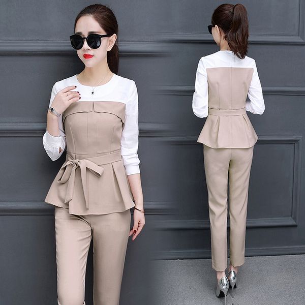 

women clothing sets 2 piece office set ensemble femme survetement year-old female costume conjunto feminino matching sets, White