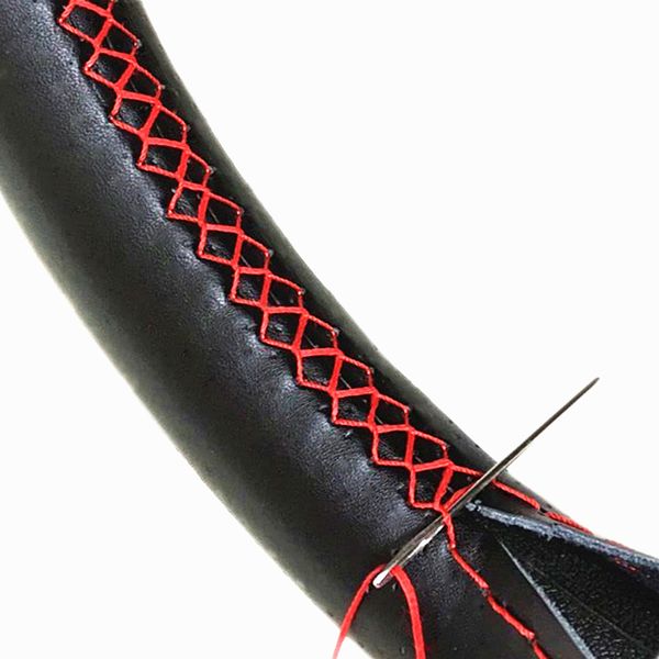 

37cm/38cm diy steering wheel covers soft leather braid on the steering-wheel of car with needle and thread interior accessories