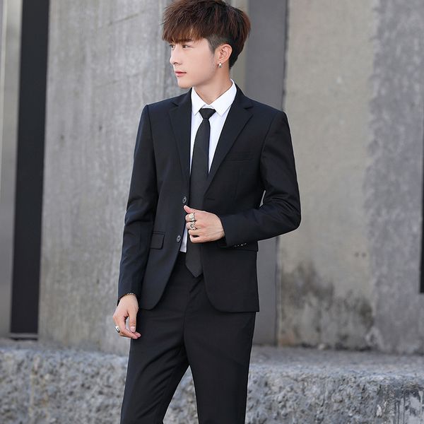 

new suit men's suit 2 sets of slim business korean casual men's, White;black