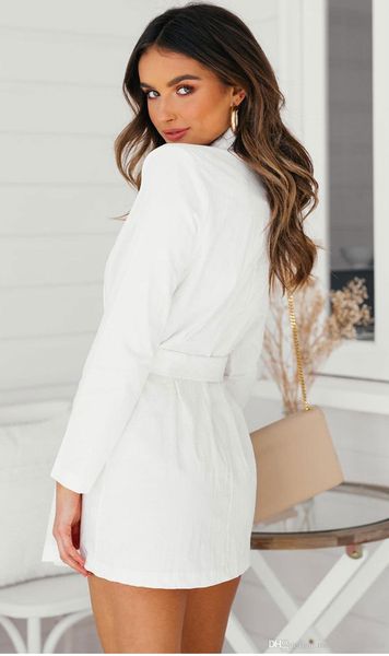 

women autumn trench coats v turn-down collar white double breasted sashes long trench, Tan;black