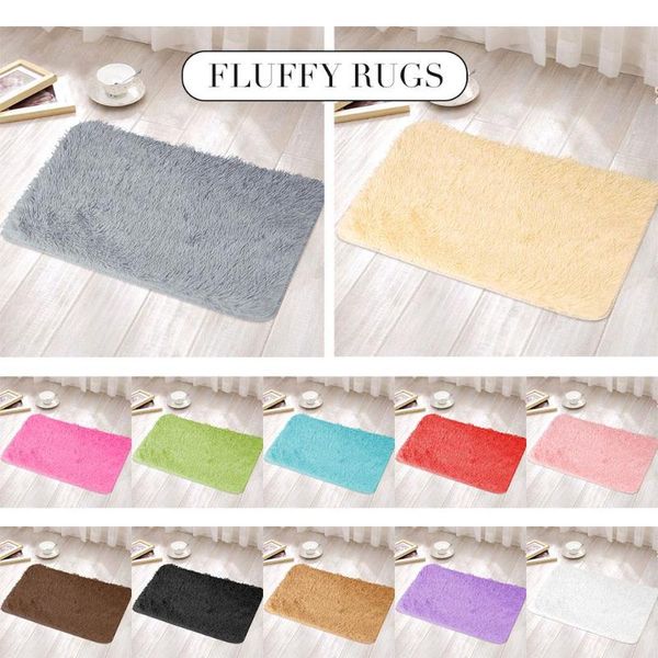 

soledi multicolored anti-skid fluffy rugs decoration home mat bright carpet floor sofa dining room 60x40cm shaggy bedroom