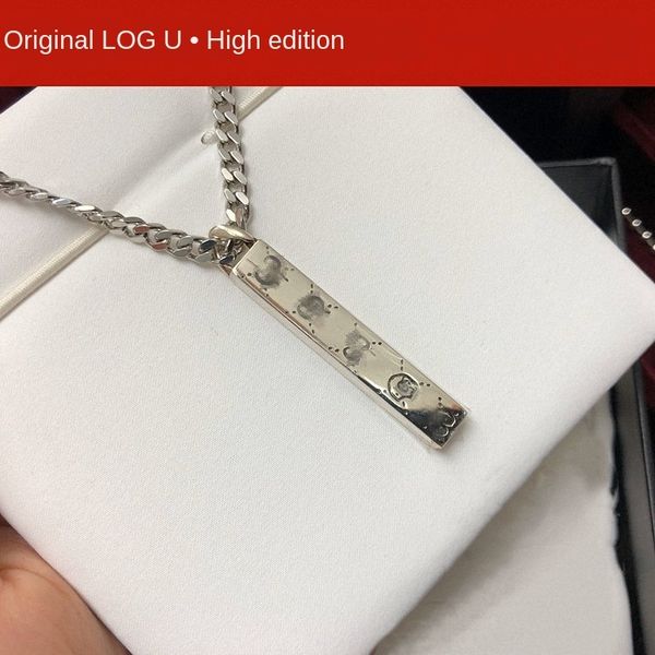 

sterling silver 925 double g rectangular column g-shaped skull taobao necklace cylindrical men's and women's sweater chain choker