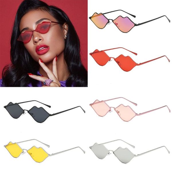 

губы форма солнцезащитные очки женщины sexy mouth солнцезащитные очки clear color металлический каркас очки партия дамы cateye малый, White;black