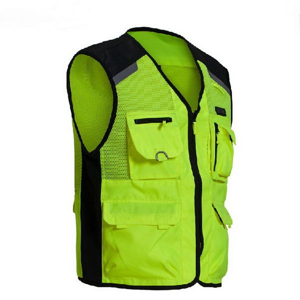 

2017 fashion men's motorcycle high visiblity reflective vest cycling night jacket traffic safety black work waistcoat m l xl xxl