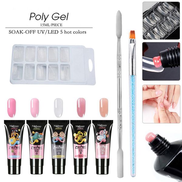 

manicure tool quick-drying ptherapy glue multicolor poly gel nail-dressing tool multicolor extended gel 15ml suit manicure