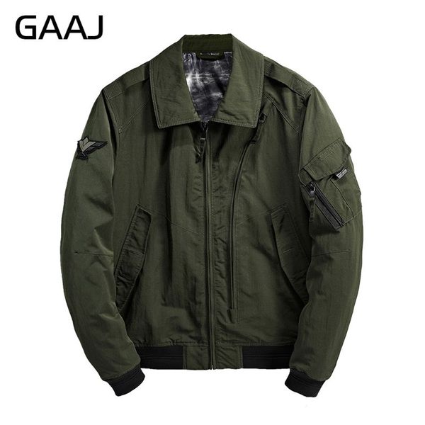 

gaaj bomber jacket men winter знак отложной воротник пальто на молнии карман черный серый army pilot жакеты ветровка # gaz98, Black;brown