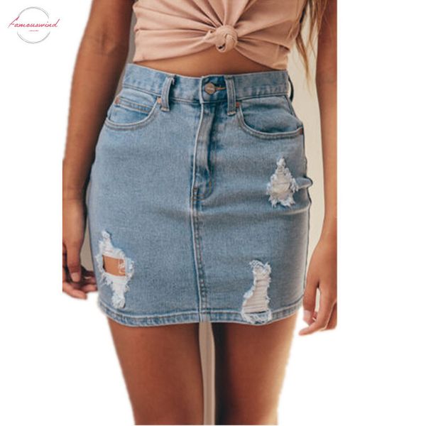 

summer bodycon pencil ripped mini ladies skirt fashion denim high waisted women skirts plus size, Black