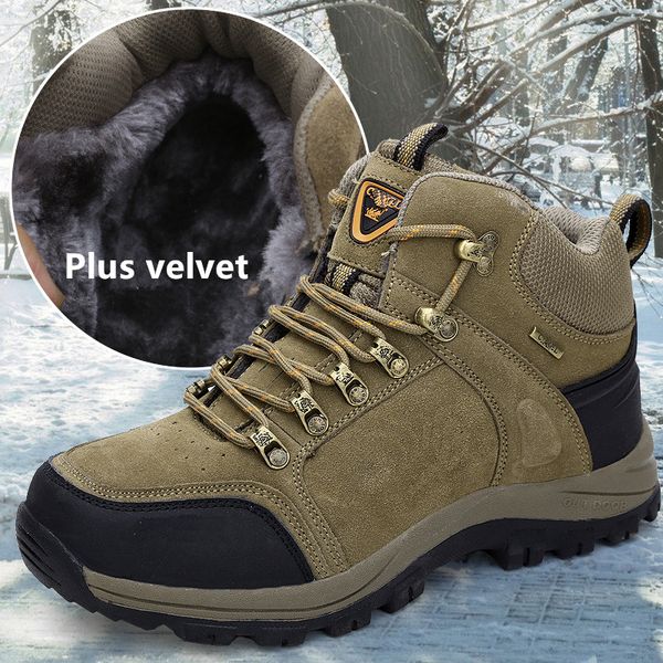 

high men hiking shoes autumn winter plus velvet lining warm anti-skid sport shoes outdoor camping climbing skiing sneakers