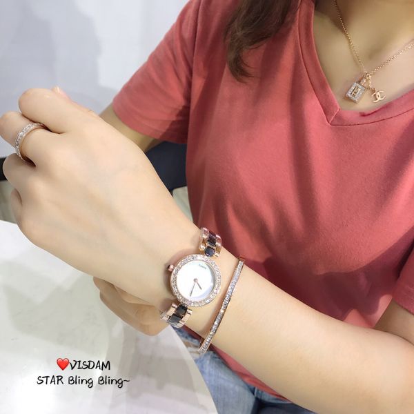 

new product set women's five-piece watch imported quartz diamond ring semi-ceramic strap bracelet style, Slivery;brown