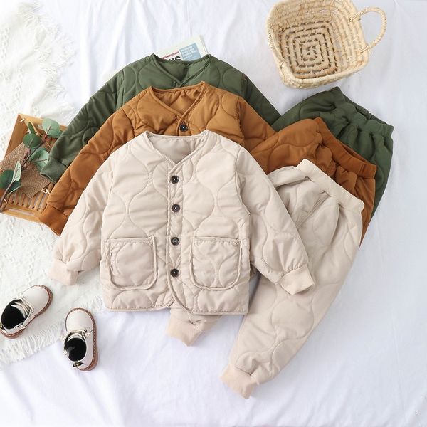 

infantil детские костюмы для мальчиков ватные осень зима одежда для новорожденных набор детей досуг топы брюки дети мальчики девочки нижнее, White