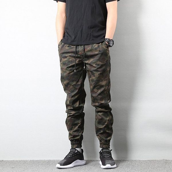 

cotton mens jogger autumn pencil harem pants 2019 men camouflage military pants loose comfortable cargo trousers camo jogger, Black