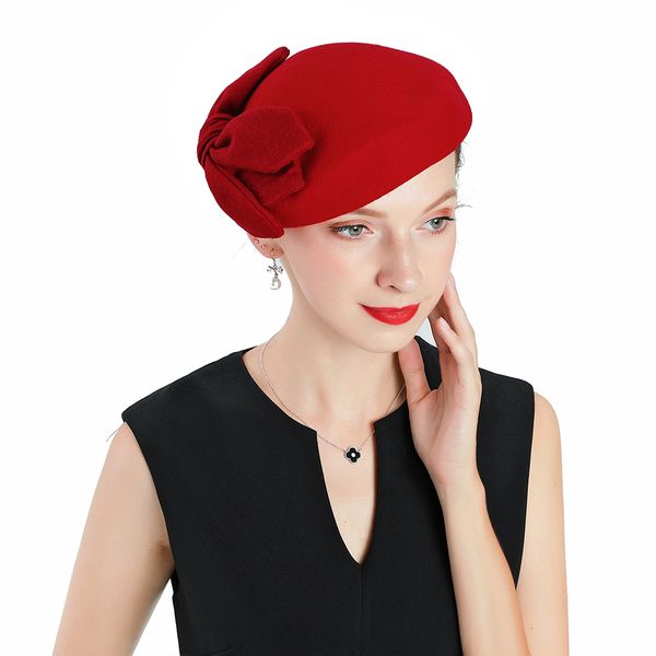 

wool beret red hats women winter french hat girls solid color fashion autumn winter beret hats for women bow hat felt berets, Blue;gray