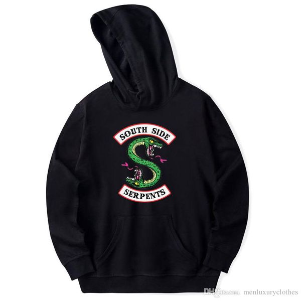 

riverdale men hoodies all match clothing for male homme pullovers south side letters sweatshirts, Black