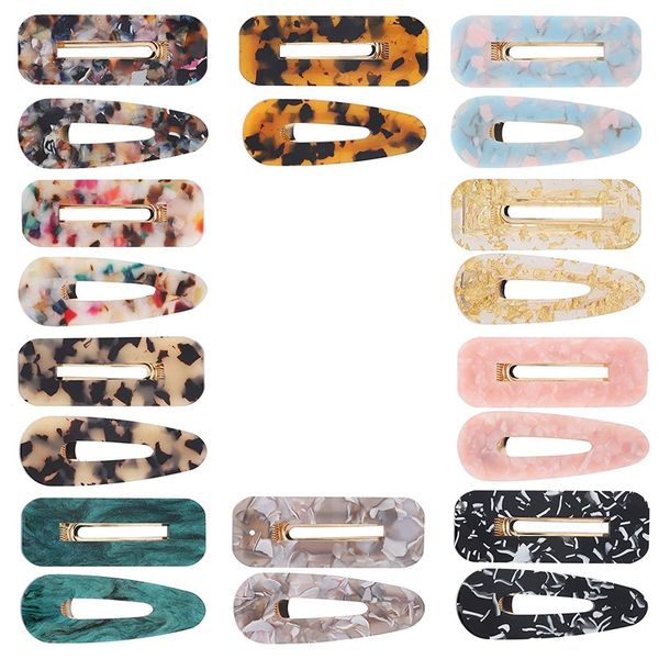 

20pcs acrylic resin hair clips set fashion geometric alligator barrettes leopard pattern vintage hair accessories pins for, Golden;white