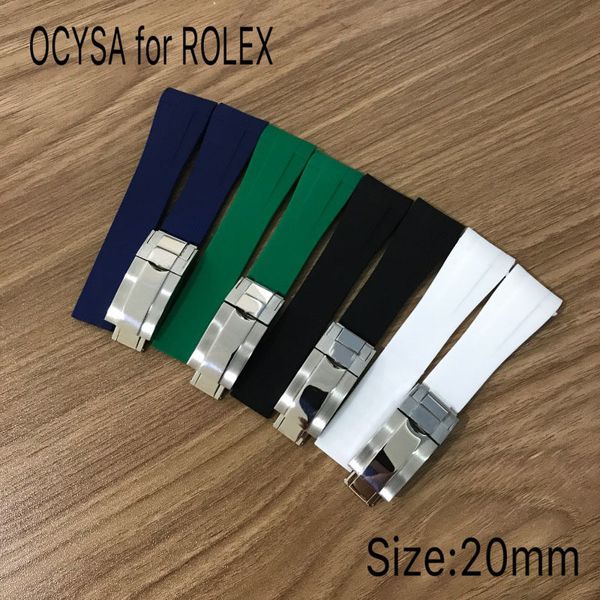 

brand rubber strap for rolex sub 20mm soft durable waterproof watch straps watches bands band accessories with original steel buckle, Black;brown