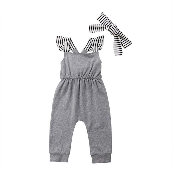 

casual toddler baby girl overalls striped patchworj jumpsuit kids toddler striped romper, Blue