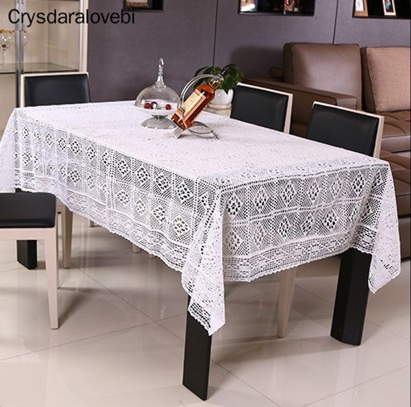 

white lace crocheted tablecloth cotton rectangle table cloth home l textile decor