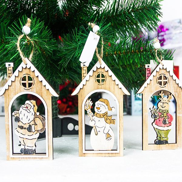 

12.5x8.5cm christmas tree pendant santa claus/snowman wooden pendants ornaments wood crafts kids gift for home diy decor supply