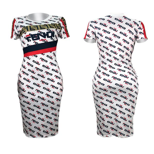 

Лето F Письмо Печатных Женщин Bodycon Платья С Коротким Рукавом Футболка Платье До Ко