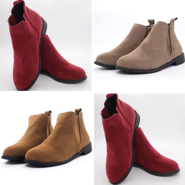 

elasticated tab ankle boots for woman fashion suede snow boots women winter warm woman shoes non-slip large size short, Black