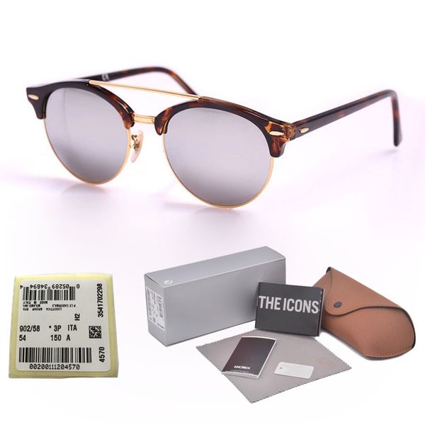 

High quality Flash Mirror Glass lens Sunglasses Men Women Brand Designer Plank frame Sun glasses Oculos De Sol with Retail box and label