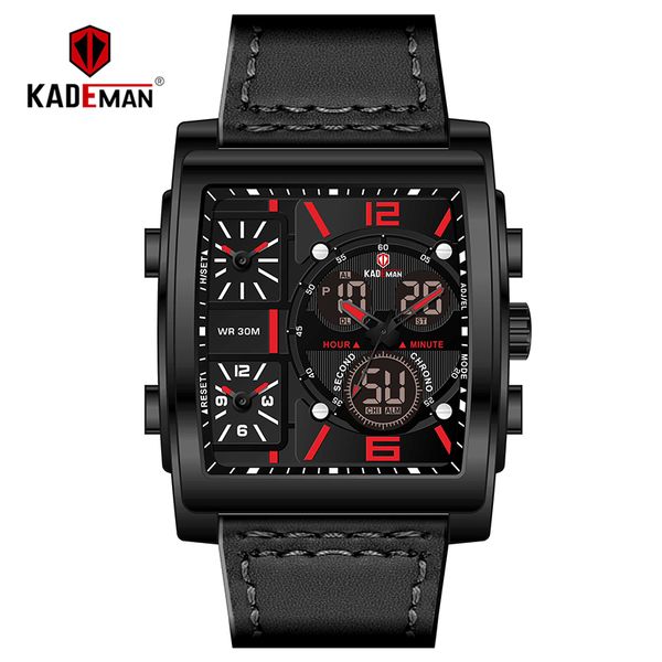 

kademan men's analog digital watches leather chronograph unique design sports quartz watch relogio masculino clock, Slivery;brown