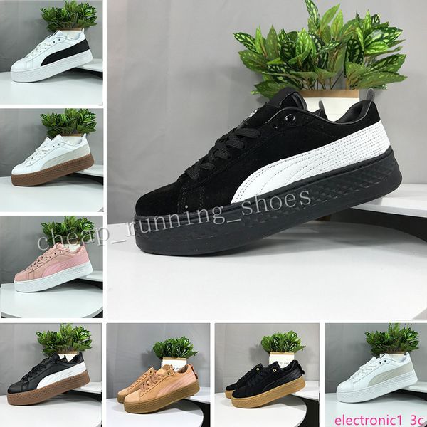 

2019 triple s smash rihanna riri fenty platform sd 5 creeper velvet pack burgundy black grey color brand ladies classic casual shoes 36-39, Black;green