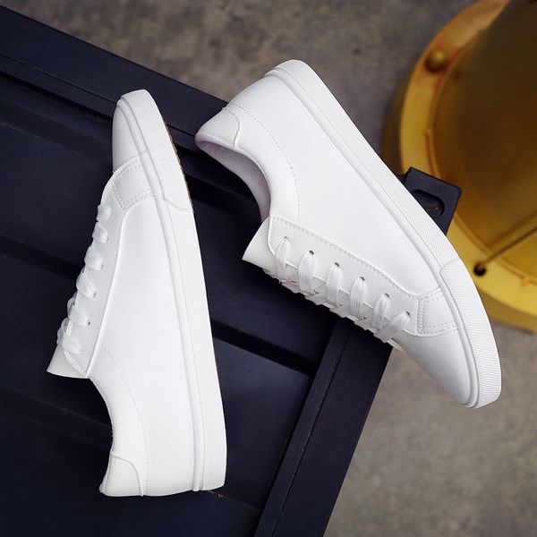 

2019 new spring lace-up white shoes woman casual women shoes sneakers tenis feminino fashion leather solid color female shoes, Black