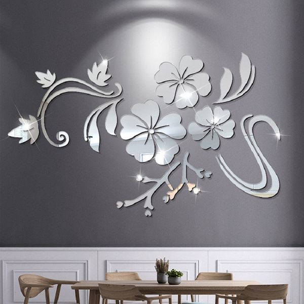 

3d diyflower wall sticker decoration mirror wall stickers for tv background home decor acrylic decor art