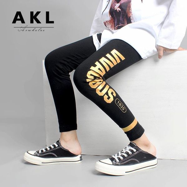 

детские брюки весной и летом новые девушки тонкой секций спортивных брюки печатных букв студенты хлопок брюки детской одежды, Blue